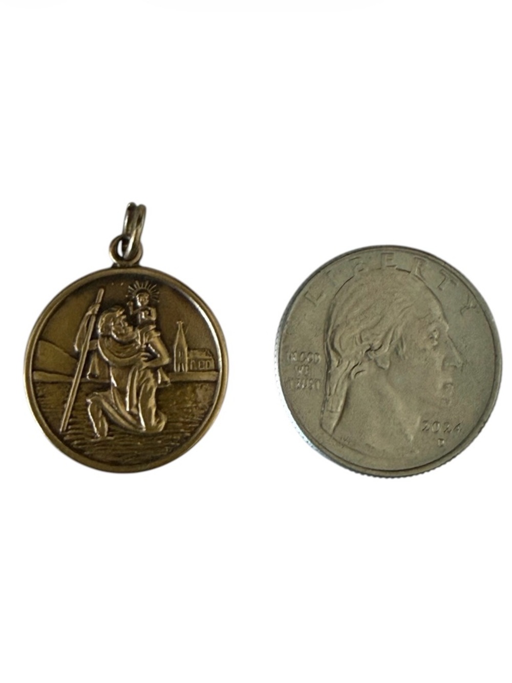Vintage Saint Christopher Medal Pendant in 9k gold - Picture 3 of 6